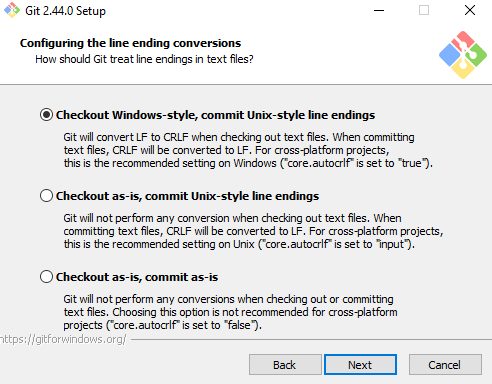 The Git setup options