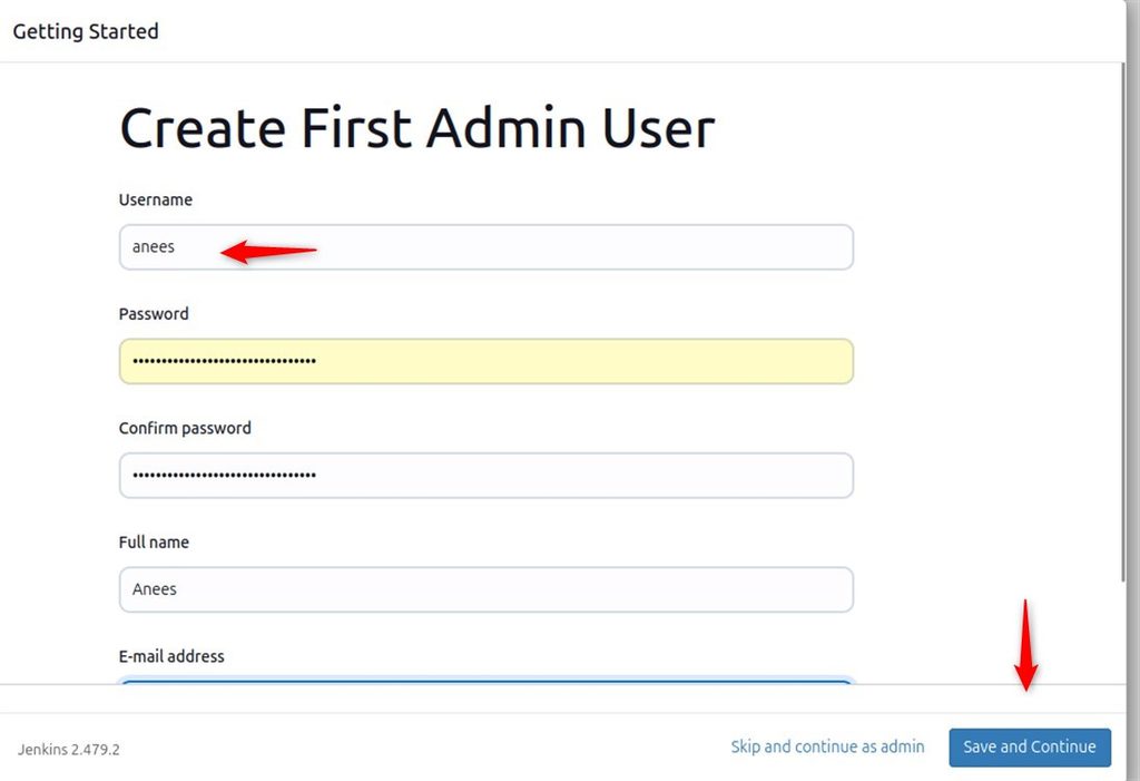 Creating the admin user