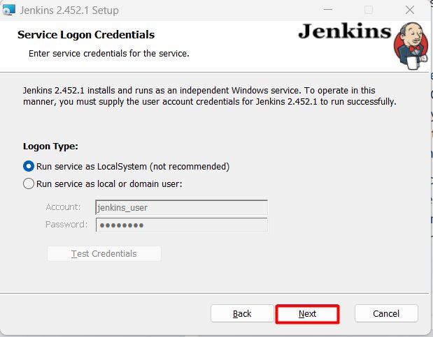 The service credentials