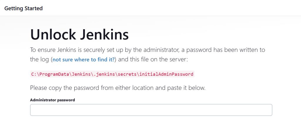 The Unlock Jenkins page