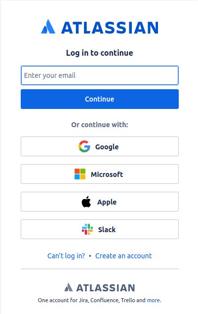 Logging in to Atlassian