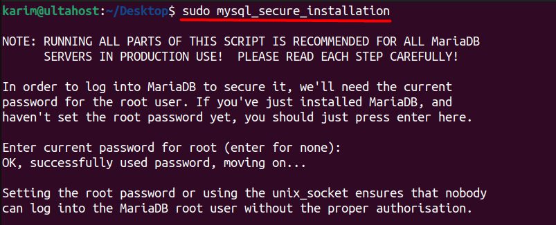 Running mysql_secure_installation