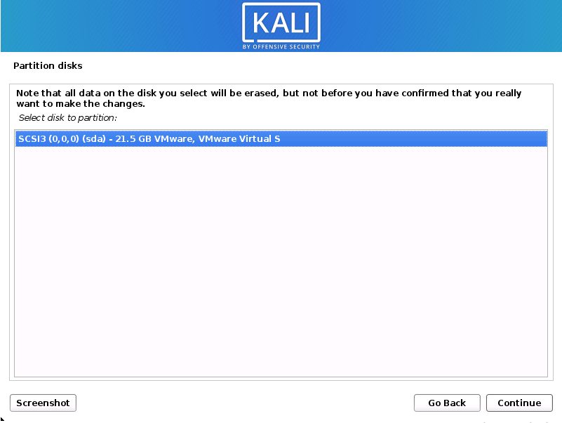 Selecting the disk