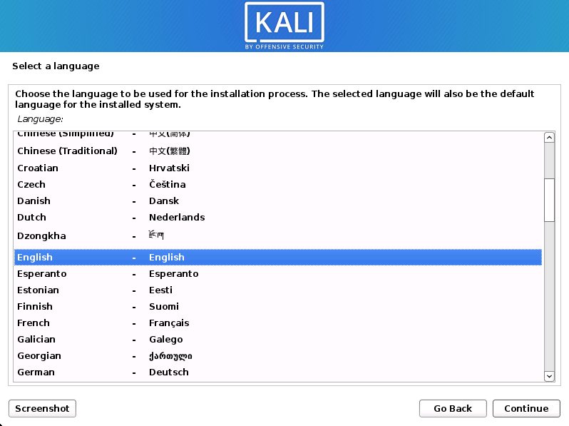 Selecting the language