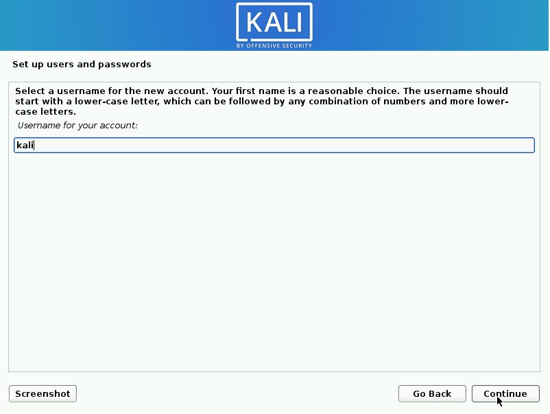 Setting the user name
