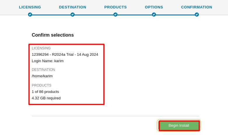 Confirming the selection