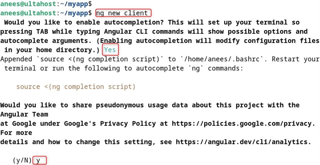 Creating the Angular project
