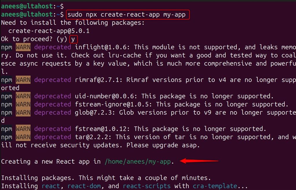 Creating the React app