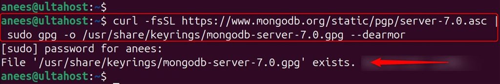 Adding the MongoDB key
