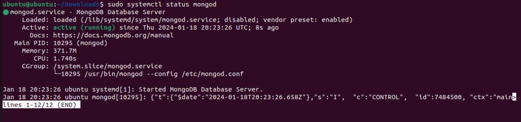 MongoDB is active