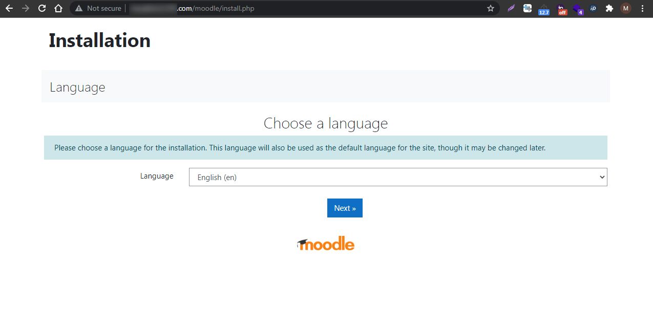 Screenshot: Choose your language and continue.