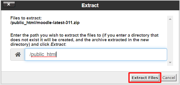 Screenshot: Create the data folder. Moodle needs a folder for uploaded files. Make it above public_htm