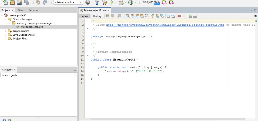 A Java application in NetBeans