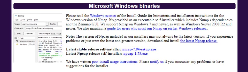 The Nmap download page