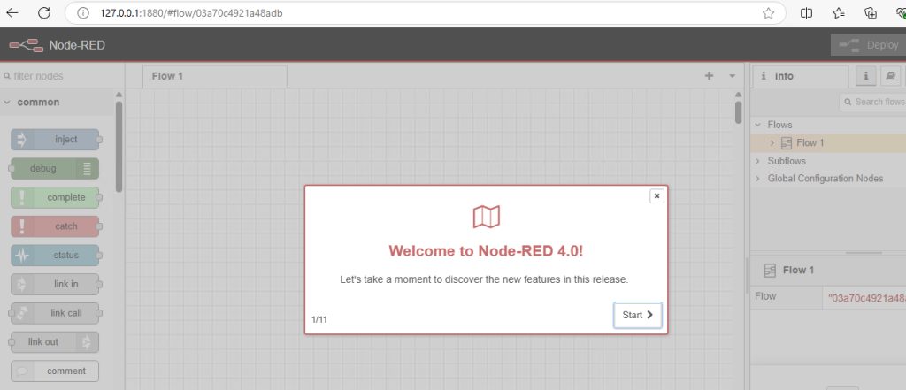 The Node-RED editor