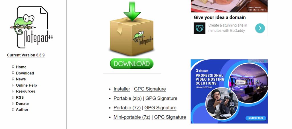 The Notepad++ website