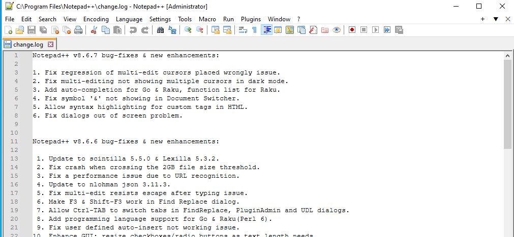 The Notepad++ interface