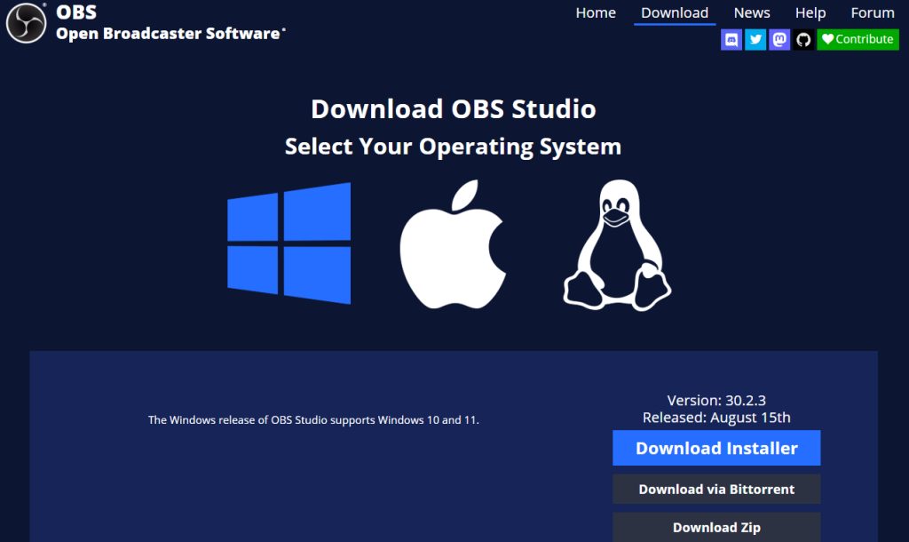 The official OBS website