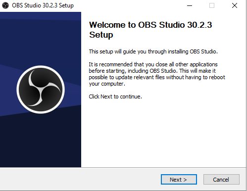 The OBS setup wizard