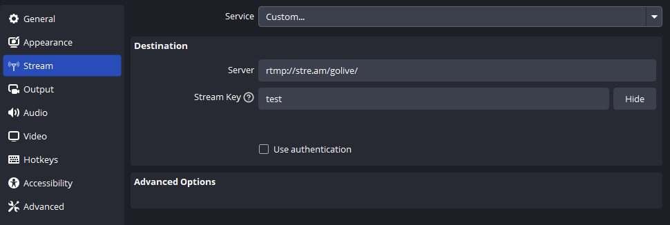 The stream settings