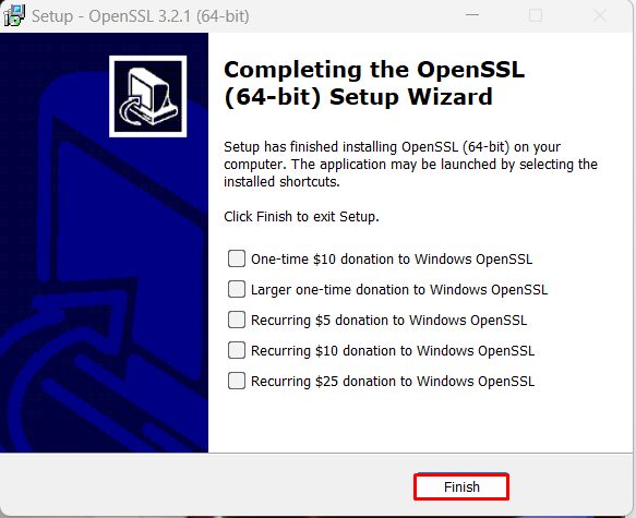 The OpenSSL setup wizard