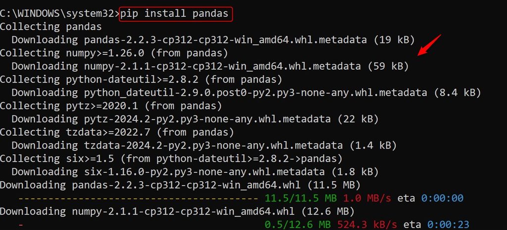 Installing pandas