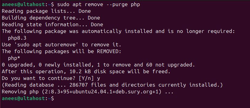 Removing PHP