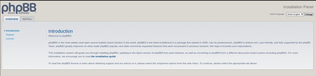 Opening the phpBB installer