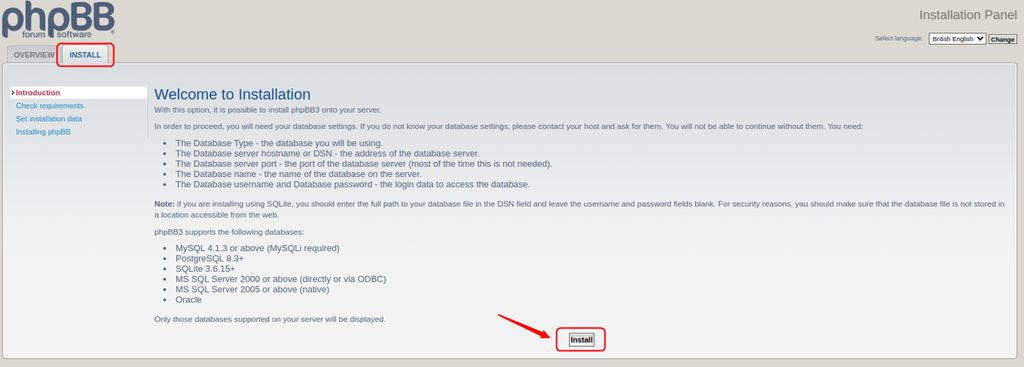Installing phpBB