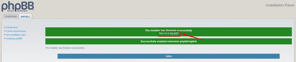 The installation panel