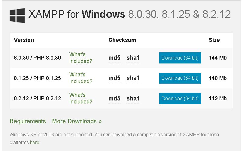 The XAMPP installer