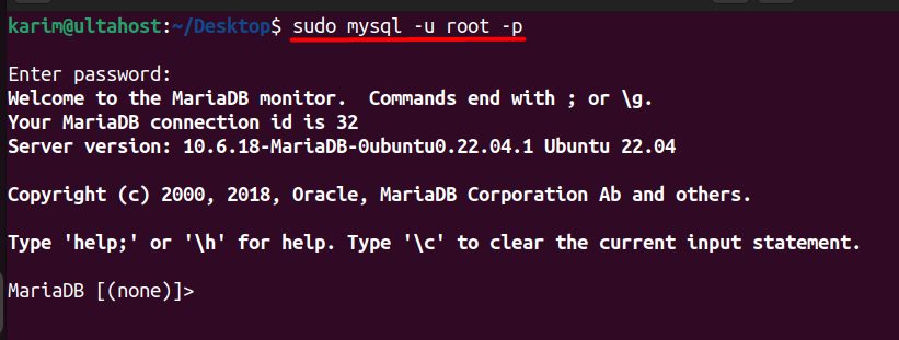 Opening the MariaDB shell