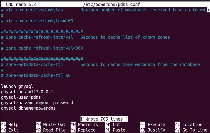 The PowerDNS configuration
