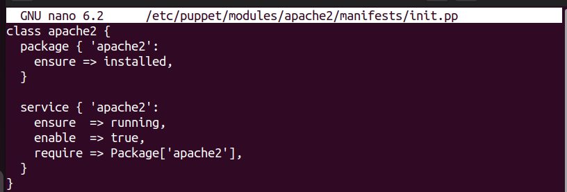 The Apache module in a manifest