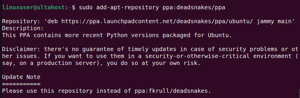 Adding the Deadsnakes PPA