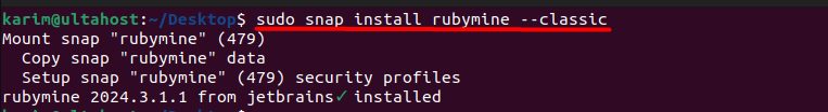 Installing RubyMine with Snap