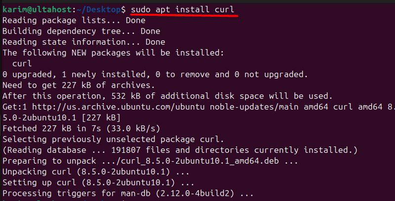 Installing curl
