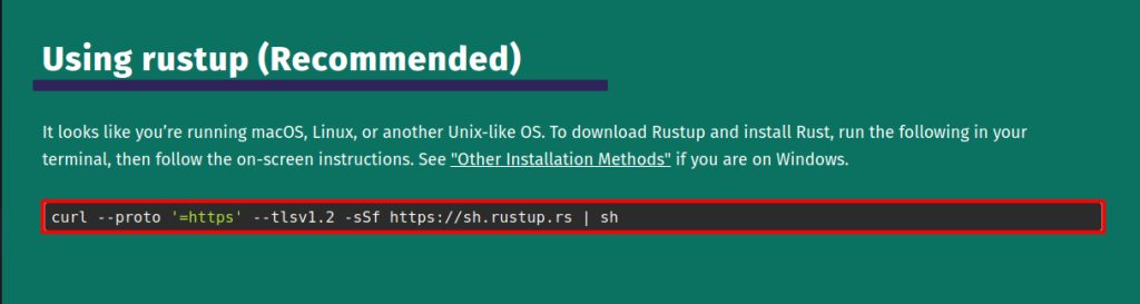 Running rustup