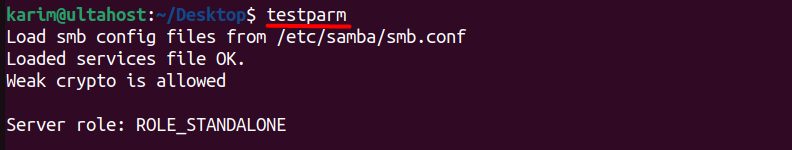 Checking the configuration with testparm