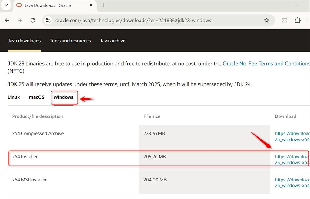 Downloading the JDK