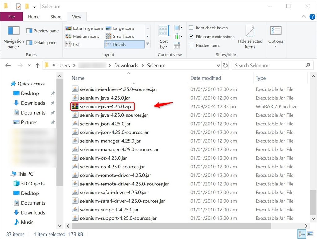 Extracting the Selenium files