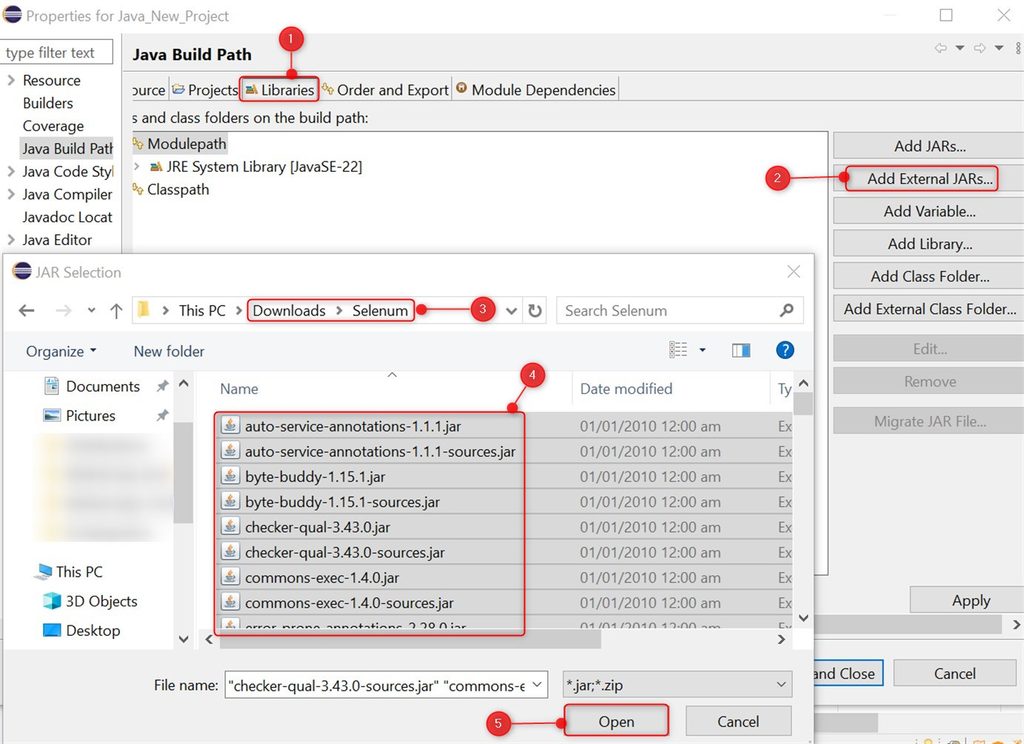 Adding the Selenium jar file