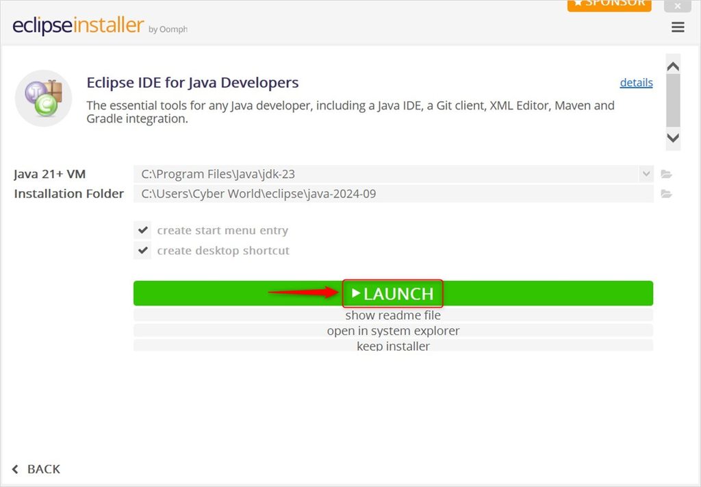 Launching Eclipse