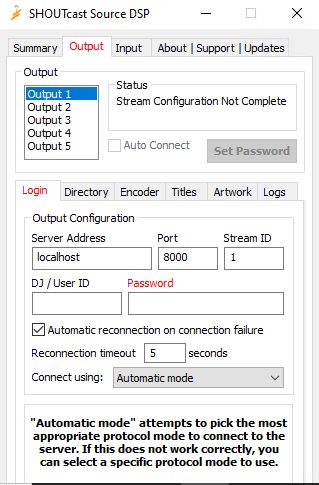 The DSP output settings