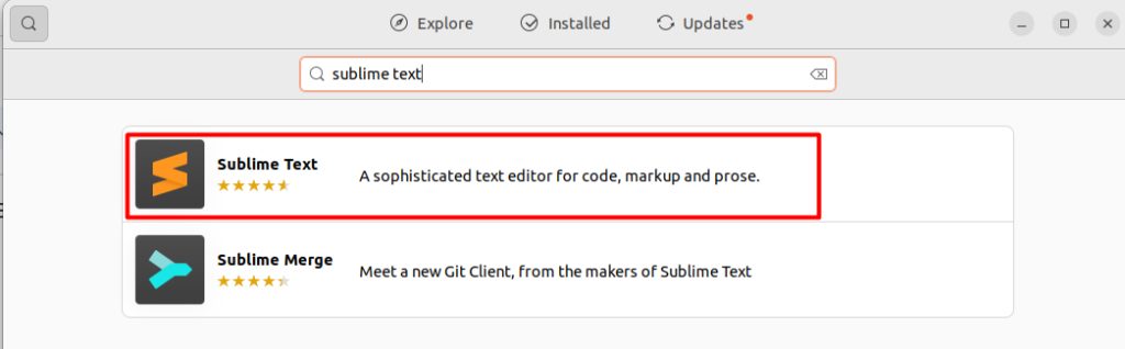 Searching Sublime Text in the software center