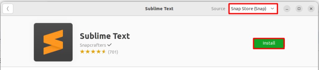Installing Sublime Text from the software center