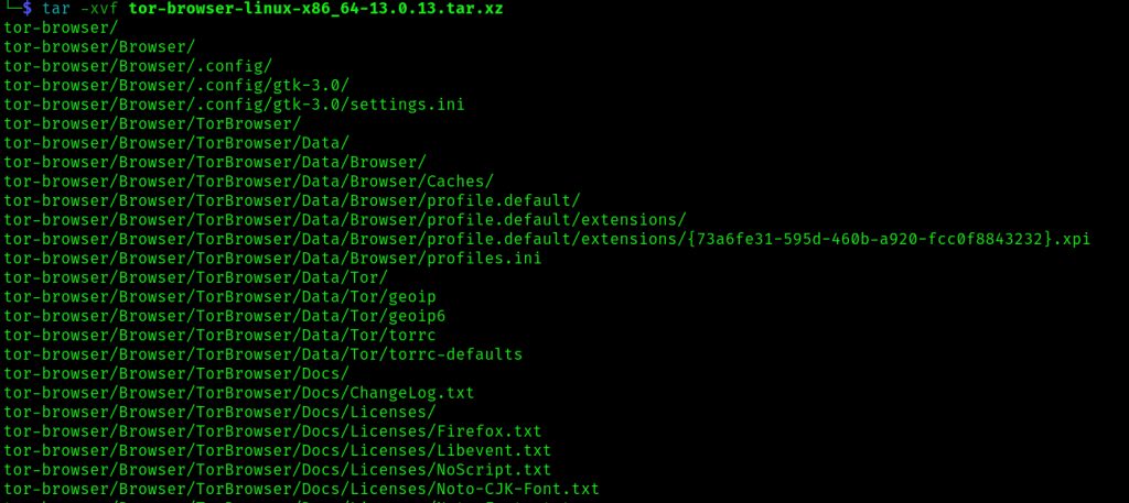 Extracting the Tor Browser archive