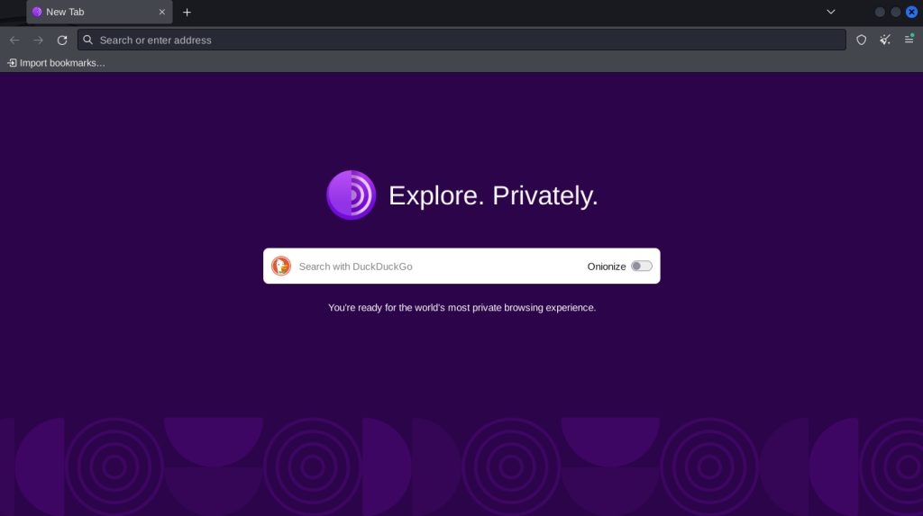 Tor Browser running