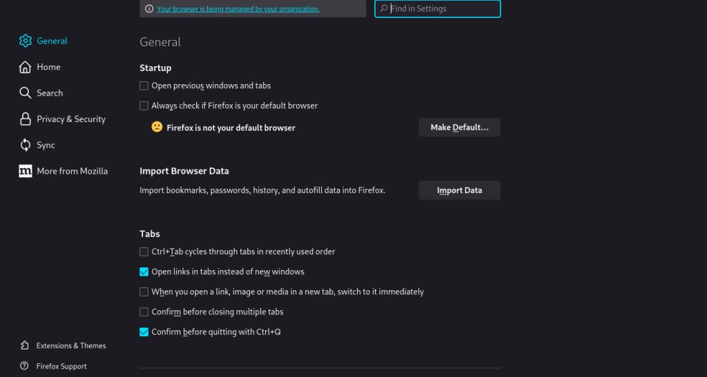 Firefox settings