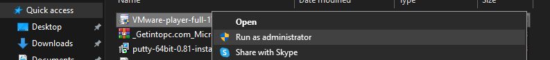 Running the installer as administrator